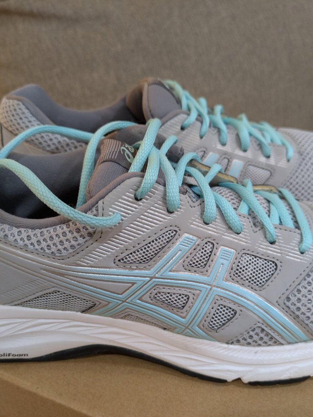Asics Gel-Contend 5 Womens Shoes Size 10 Gray Blue Good Condition